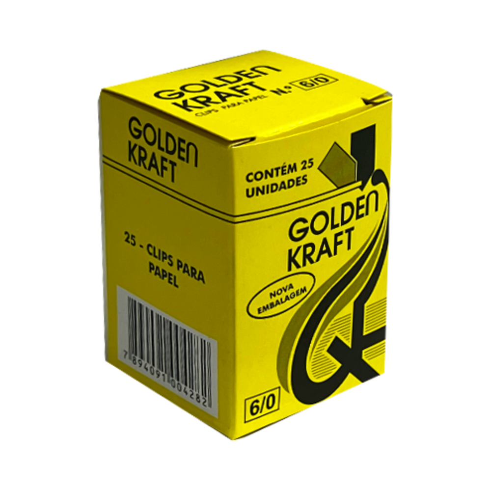 Clips para Papel 6/0 Golden Kraft Sem cor 25 un
