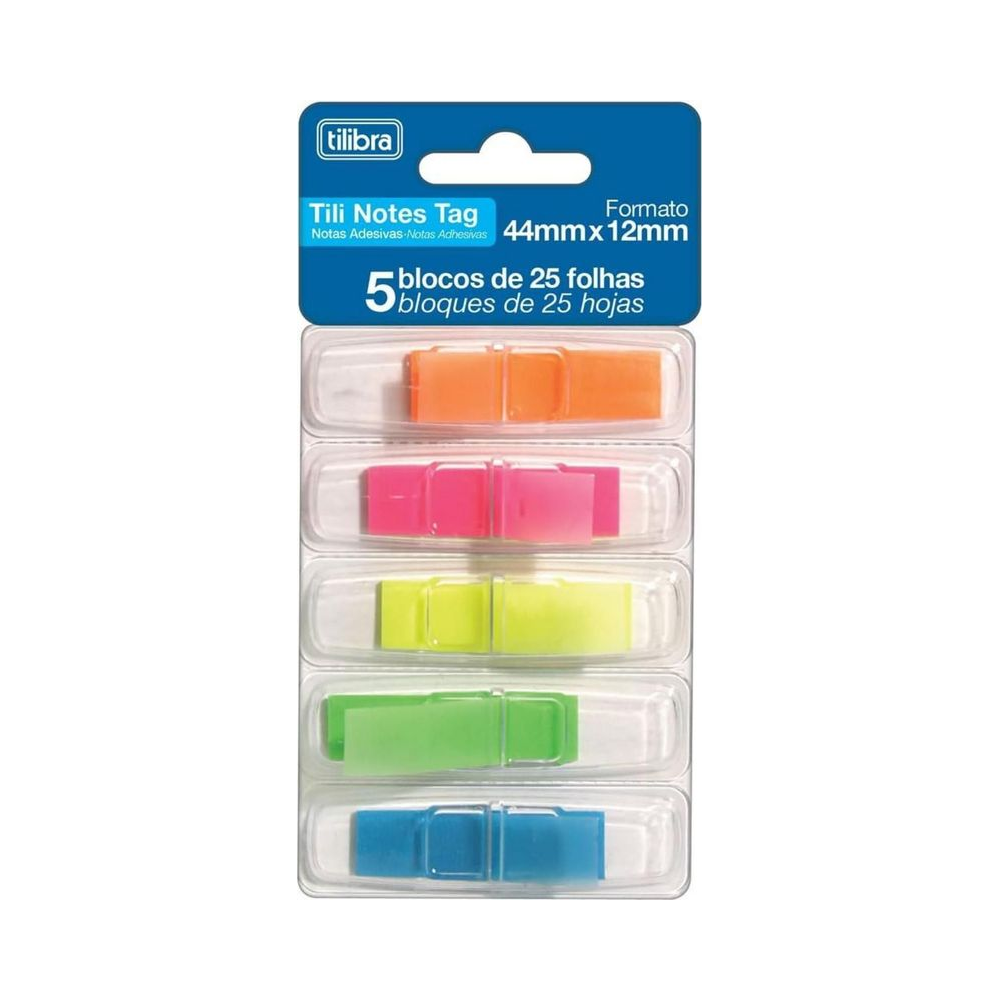 Bloco Adesivo 44mm x 12mm Tilibra Tili Notes Tag 5 Cores 125 Folhas Unit&aacute;rio