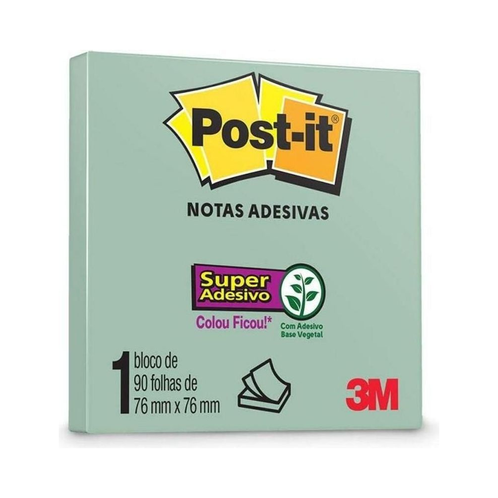 Notas Adesivas Post-it 60 folhas 76mm x 76mm Menta