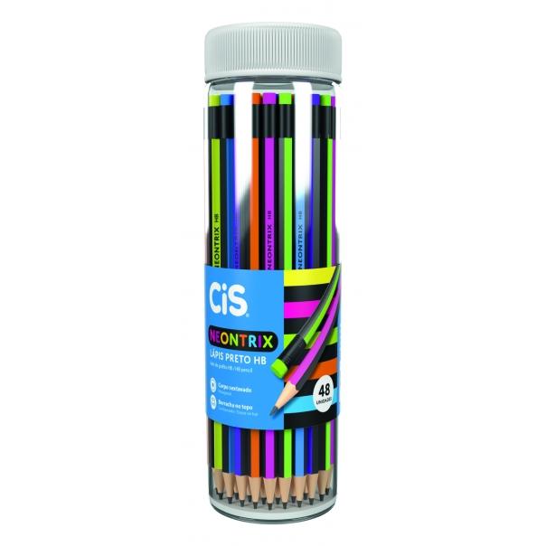 L&aacute;pis Preto HB Neon com Borracha CIS