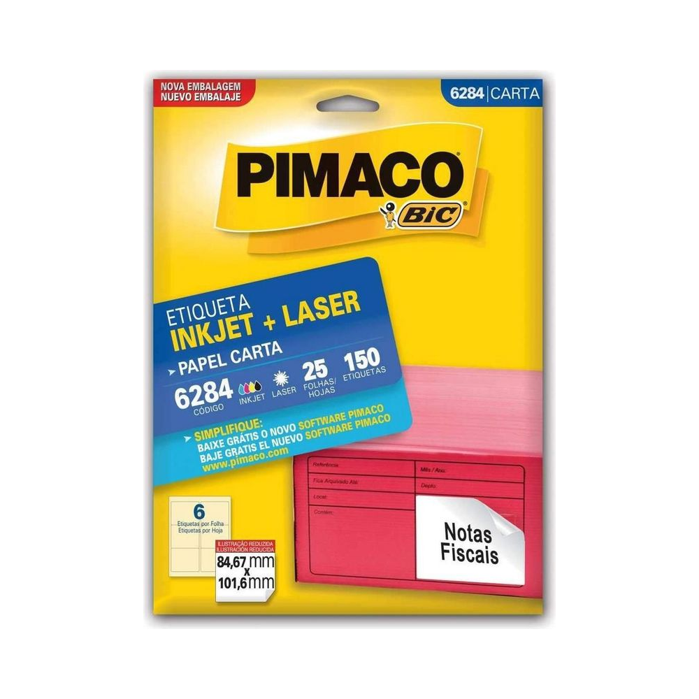 Etiqueta Inkjet Laser 8.467x10.16 cm Pimaco Carta Branco