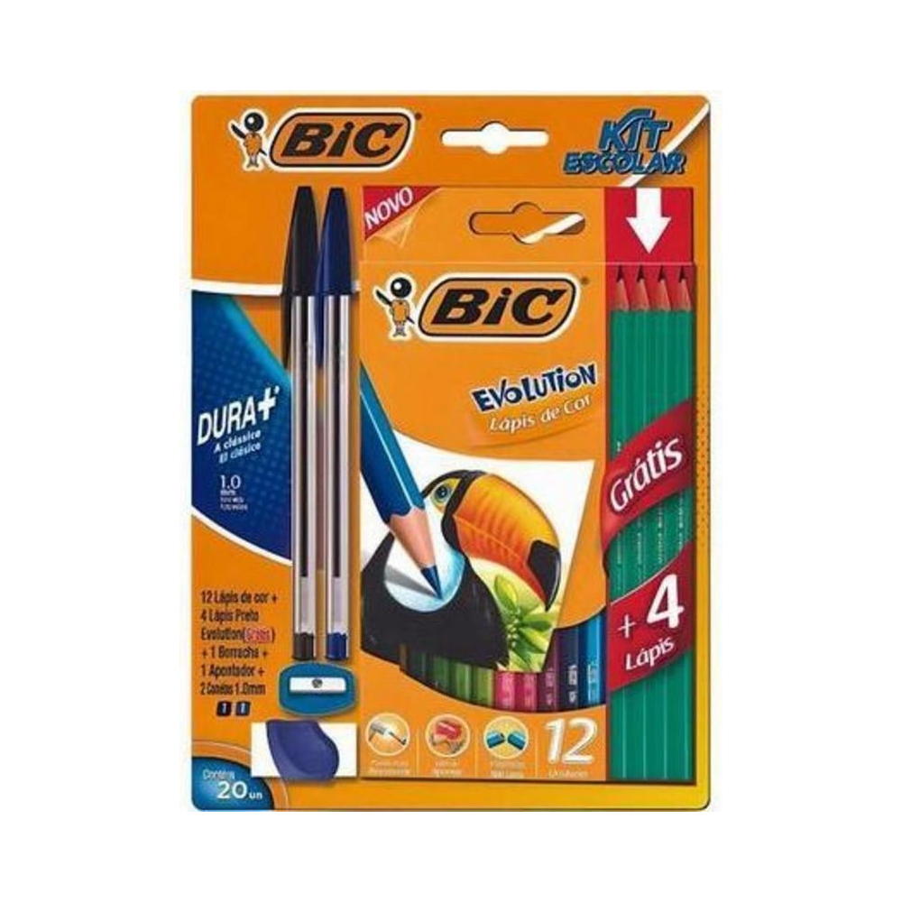 Kit Escolar Completo BIC Evolution e Cristal Multicolorido