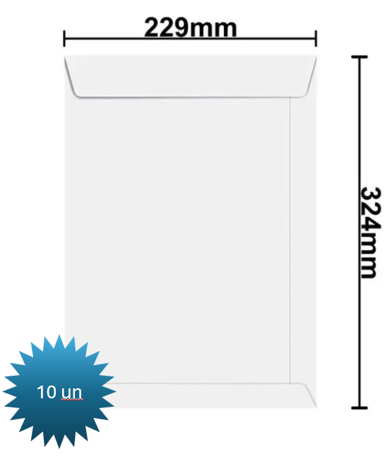 Envelope Saco Branco 229x324 Scrity 10 Unidades