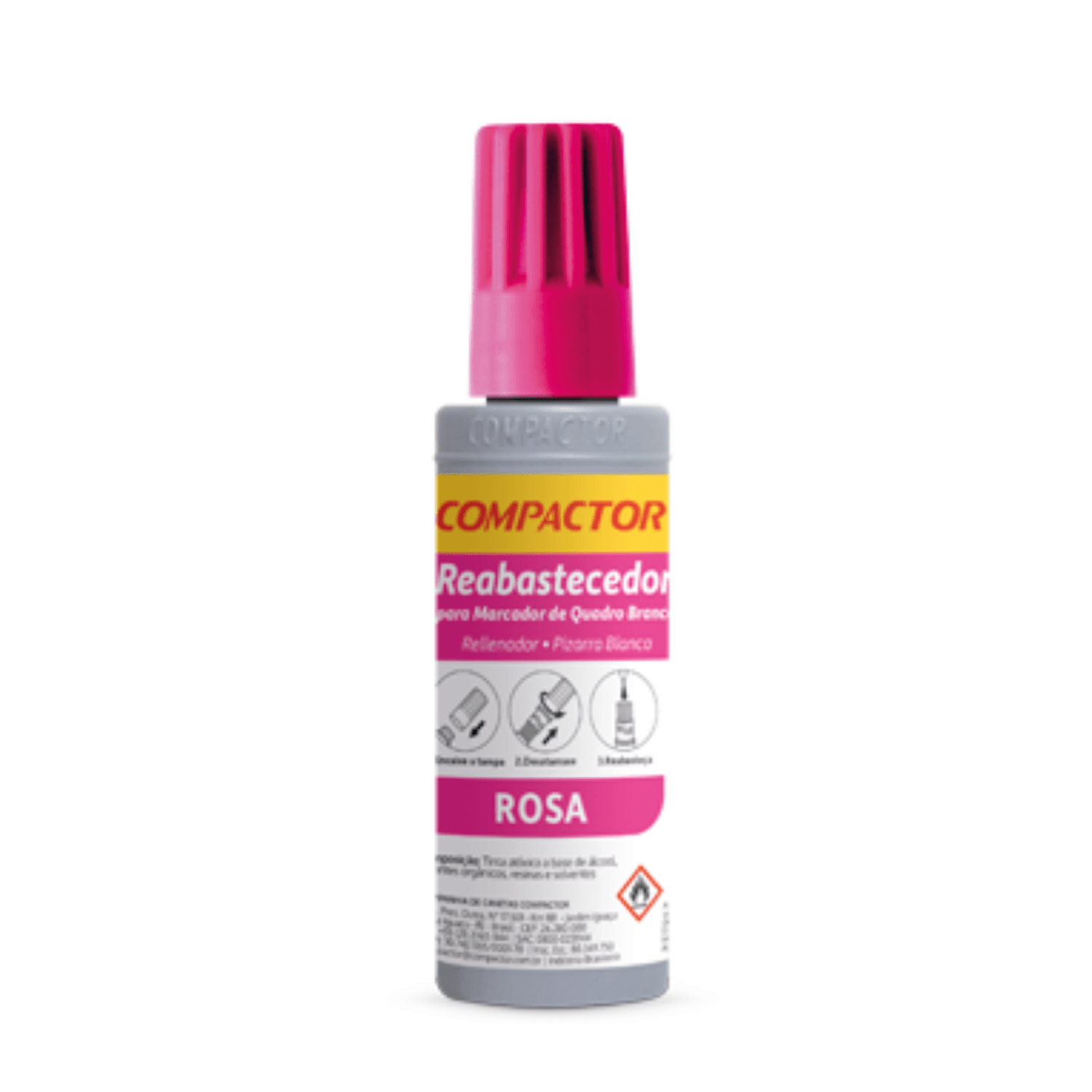 Tinta para Marcador de Quadro Branco Compactor Rosa 30ml