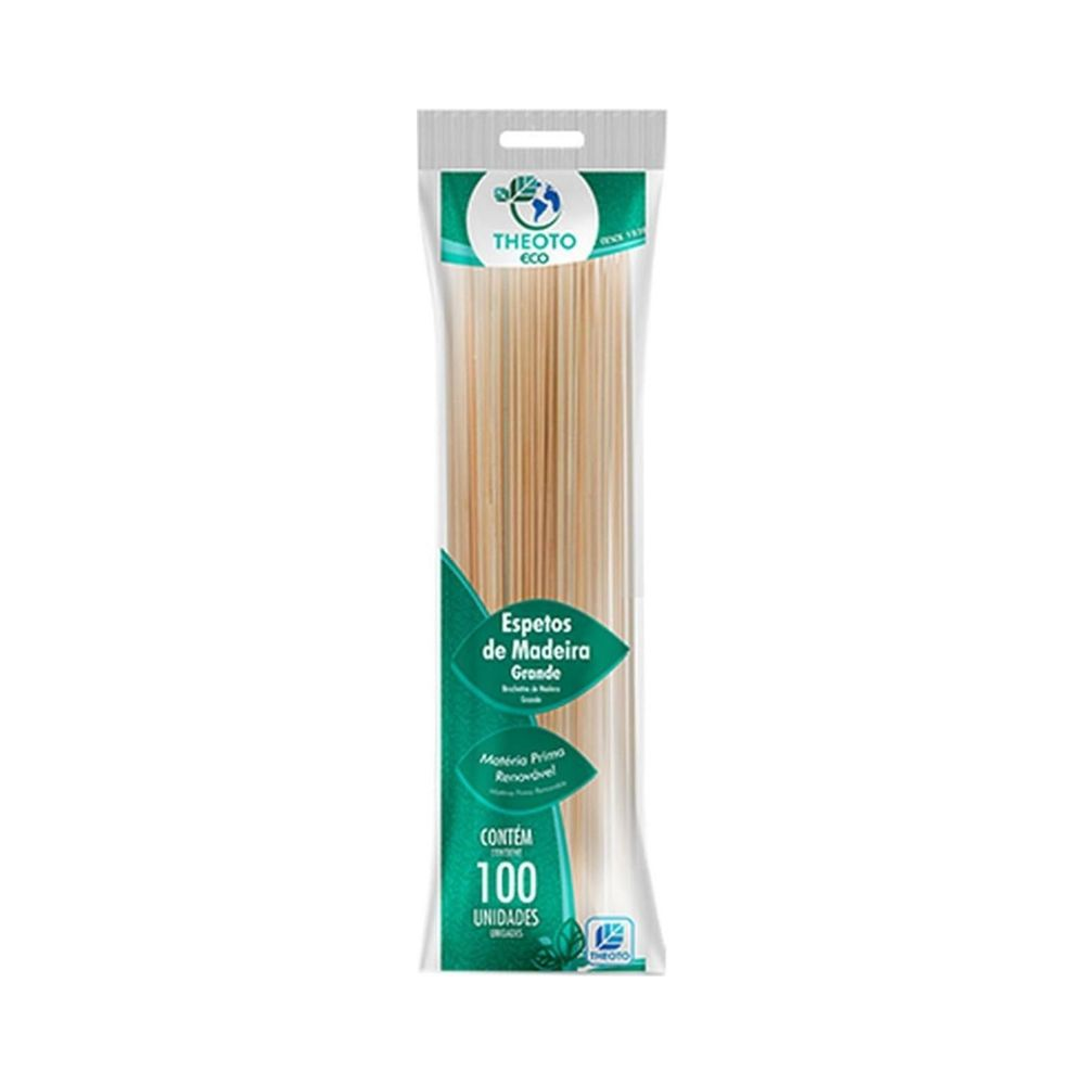 Espetos de Madeira Grande Theoto Eco 100 palitos