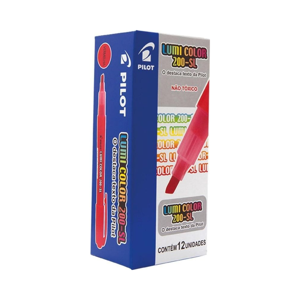Marca Texto Hidrogr&aacute;fica Lumi Color Neon 200-SL Pilot Vermelha 12 unidades