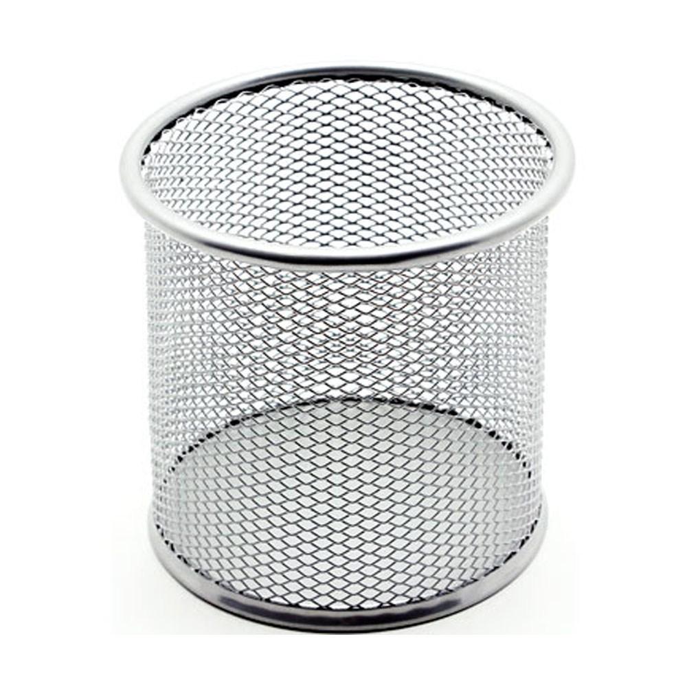 Porta Lapis Metalico Aramado Redondo KIT Prata Unitario