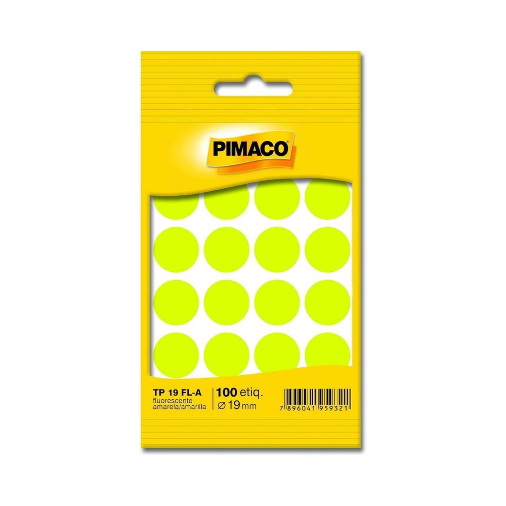 Etiqueta Multiuso 19mm Pimaco Redonda Amarela