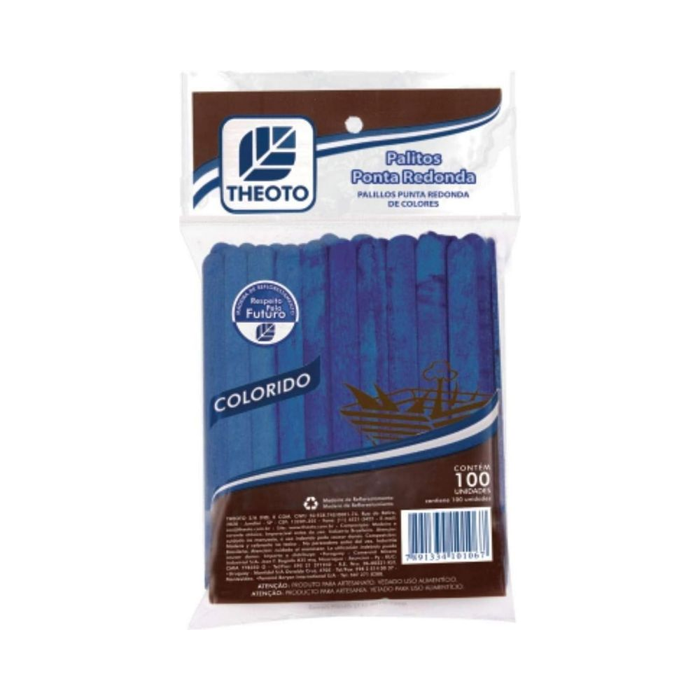 Palito de Madeira azul para Sorvete 100 unidades