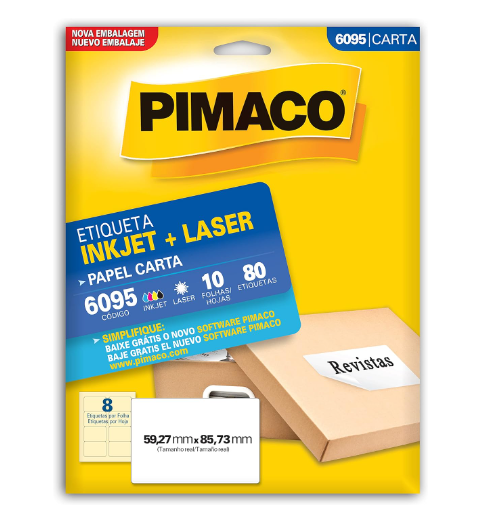 Etiqueta Papel 59.3x85.7mm Pimaco Retangular Branco