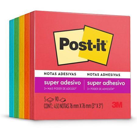 Notas Adesivas  0 Furos 76mm x 76mm Post-it Colorido