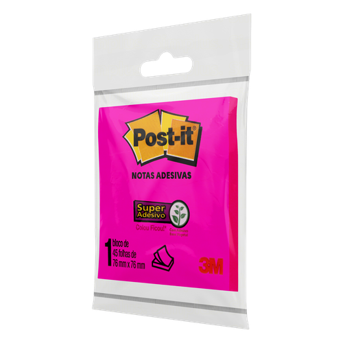 Notas Adesivas Post-It 45 folhas 76mm x 76mm Rosa