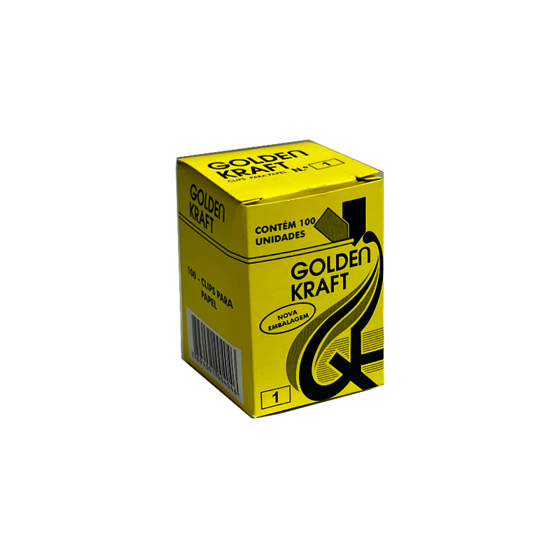 Clips para Papel Metal n&ordm; 1 Golden Kraft Caixa com 100 Unidades